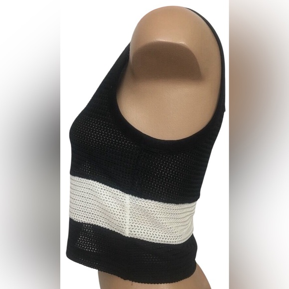 Rag & Bone Valerie tank Sleeveless black and white Knit Crop top - Picture 4 of 9